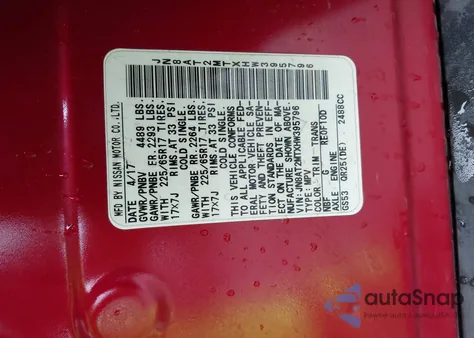 2017 Nissan Rogue S z USA, uszkodzony, nr VIN JN8AT2MTXHW395796